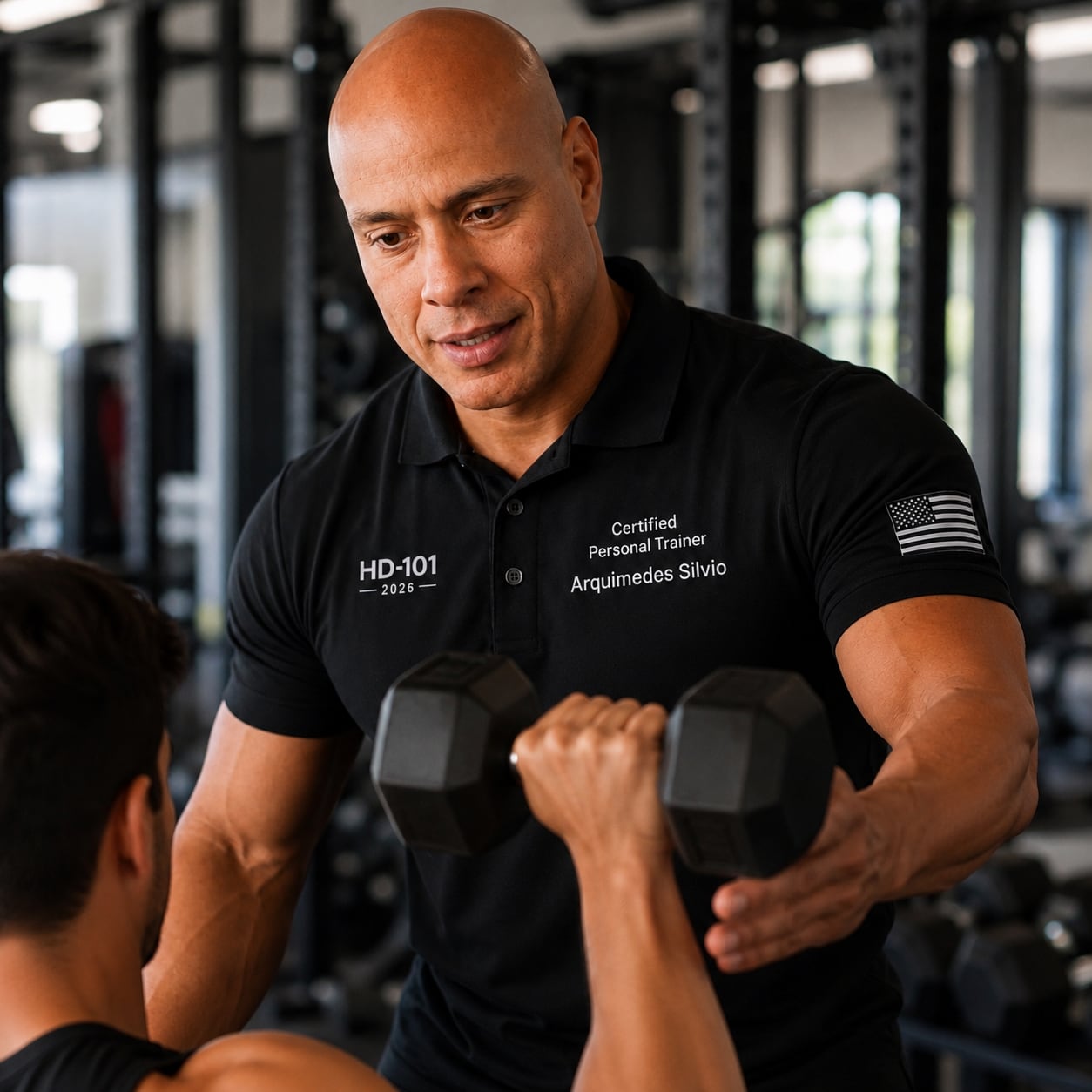 Coach Arqui training with a member